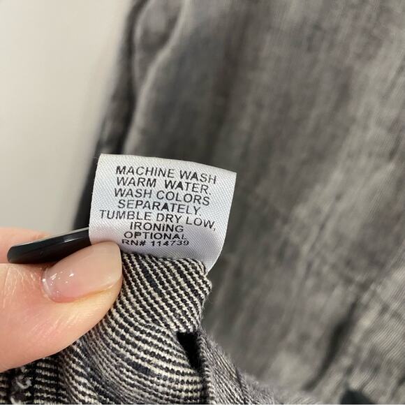 Flax Linen Jacket Gray Button Front Boxy Lagenlook Oversized Artisanal Small - Picture 13 of 13